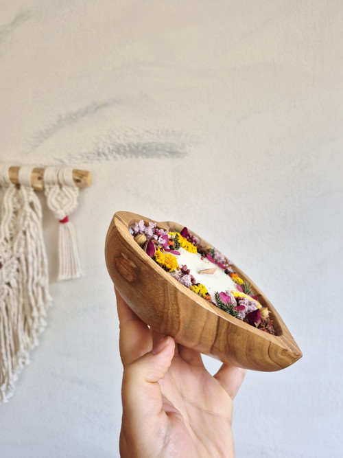 Botanická svíčka v TEAKU - "Srdeční mandala" — foto 2