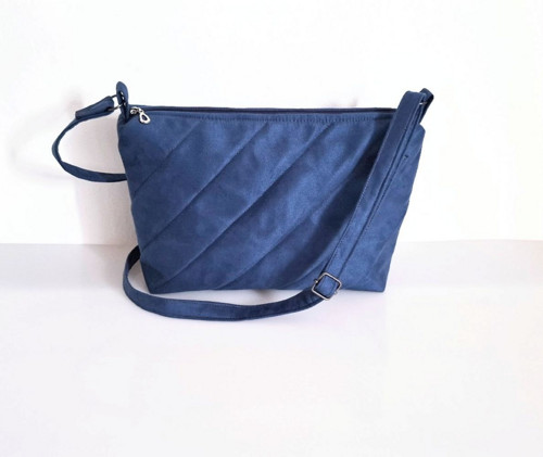 Modrá semišová crossbody — foto 4