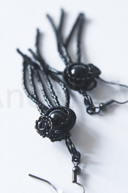 Back To Black – náušnice s krajkovým achátem — foto 4