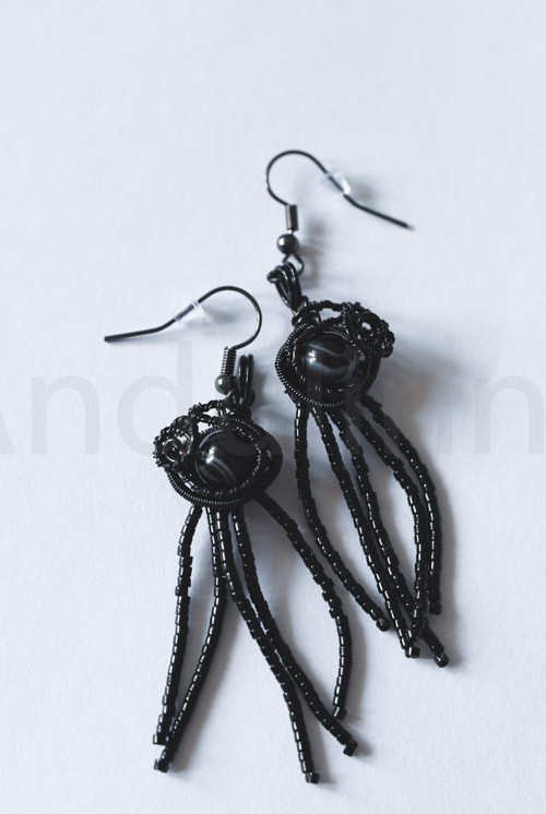 Back To Black – náušnice s krajkovým achátem — foto 5