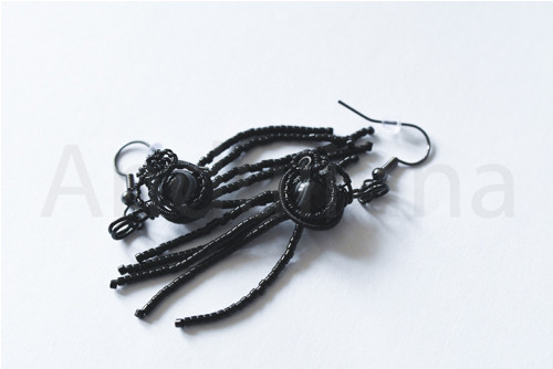 Back To Black – náušnice s krajkovým achátem — foto 3
