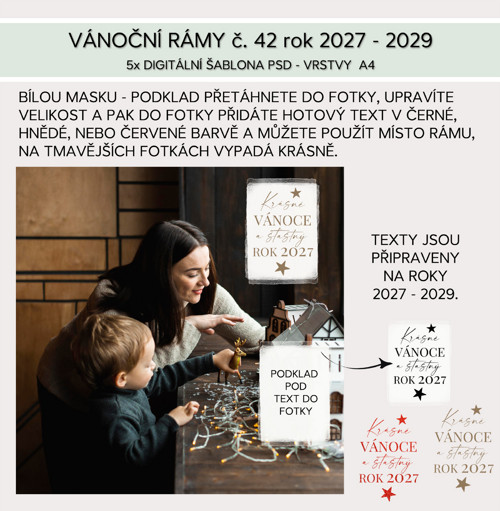 Vánoční rámy č. 42 - digitální šablony PSD 2027 — foto 2