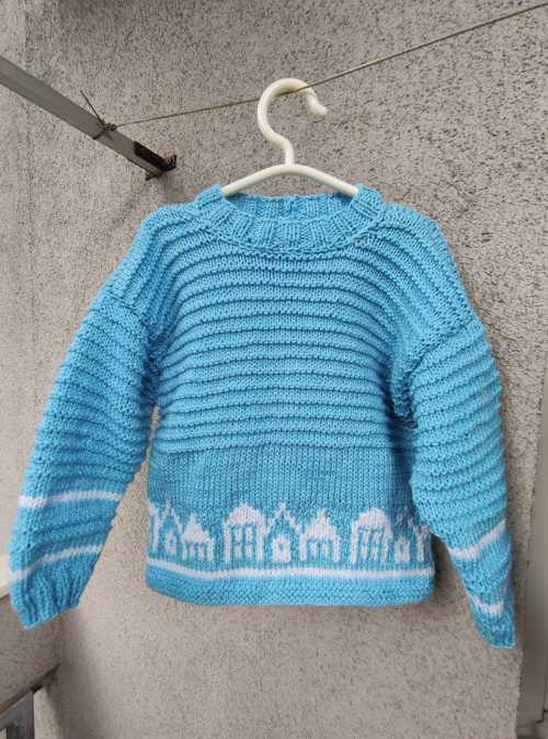 Dětský svetr Domečky vel.98-104 — foto 4