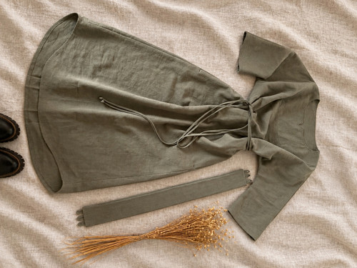 Ľanové Šaty s Vreckami / KHAKI/ — foto 5