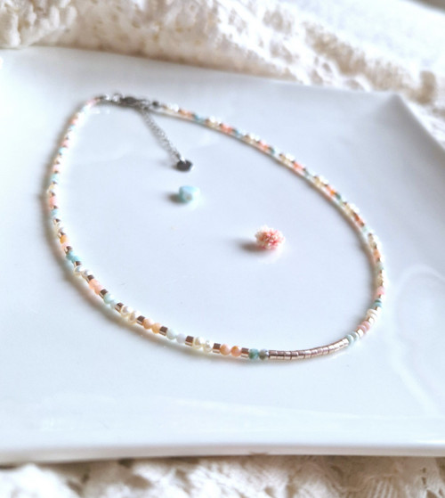 Larimar*perly*opál*náhrdelník*minimalist — foto 4