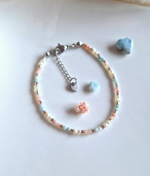 Larimar*perly*opál*náramek*minimalist — foto 2