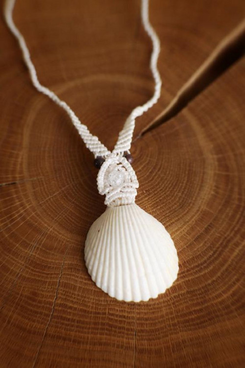 Macrame náhrdelník mušle — foto 4
