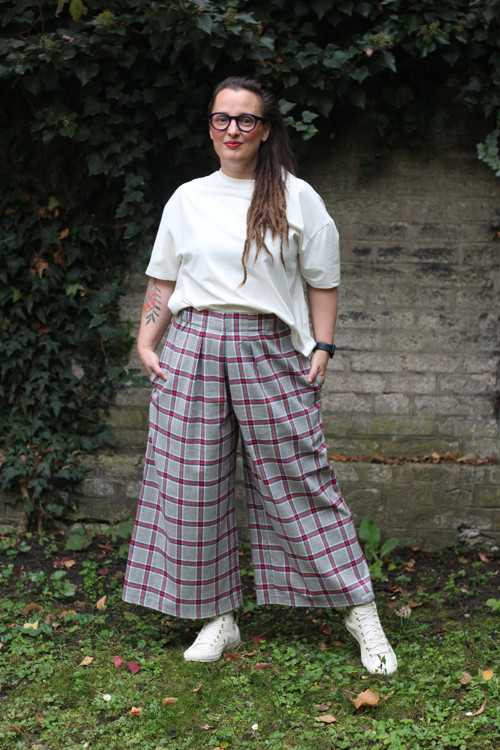 Culottky z flanelu kostkované — foto 2