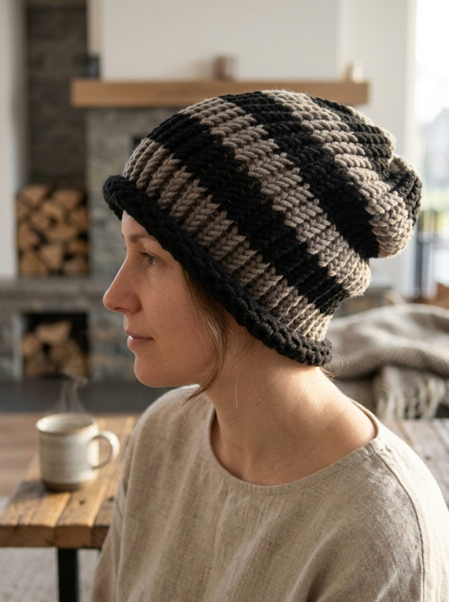 Pletená spadlá čepice unisex — foto 3