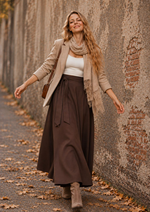 Půlkolová Sukně - Hnědá — foto 2