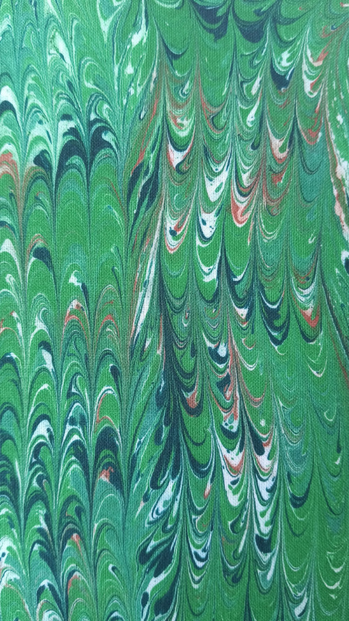 EBRU na plátně - Vlnky v zeleném — foto 2