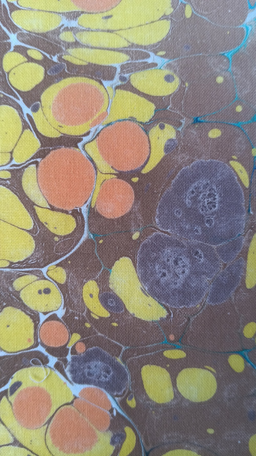 EBRU na plátně - Bubliny oranžové — foto 2