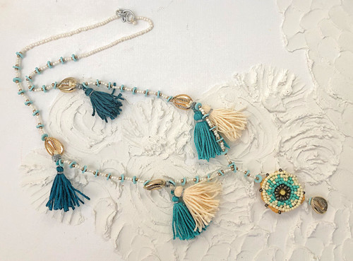 OOAK Boho chic designový korálkový náhrdelník — foto 4