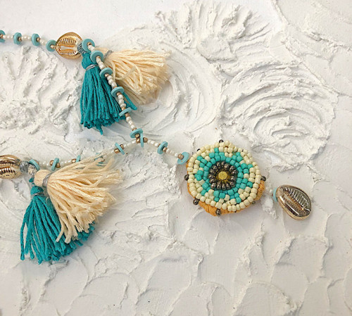 OOAK Boho chic designový korálkový náhrdelník — foto 2