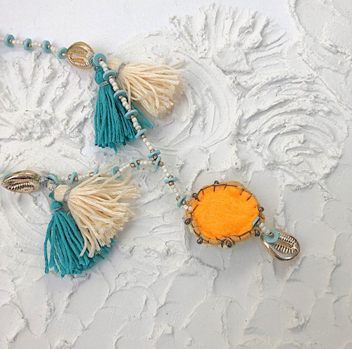 OOAK Boho chic designový korálkový náhrdelník — foto 5