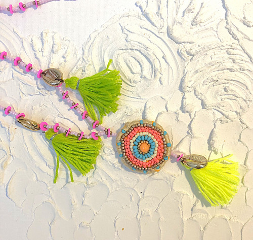 OOAK Boho chic designový korálkový náhrdelník — foto 2