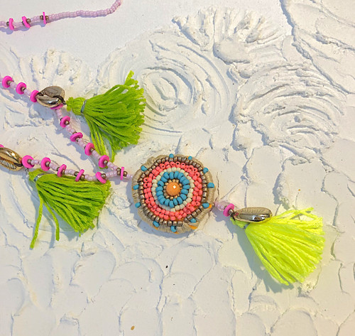 OOAK Boho chic designový korálkový náhrdelník — foto 3