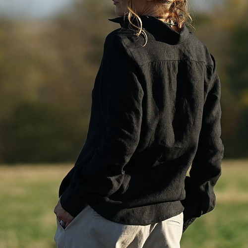 Lněná košile černá — foto 3
