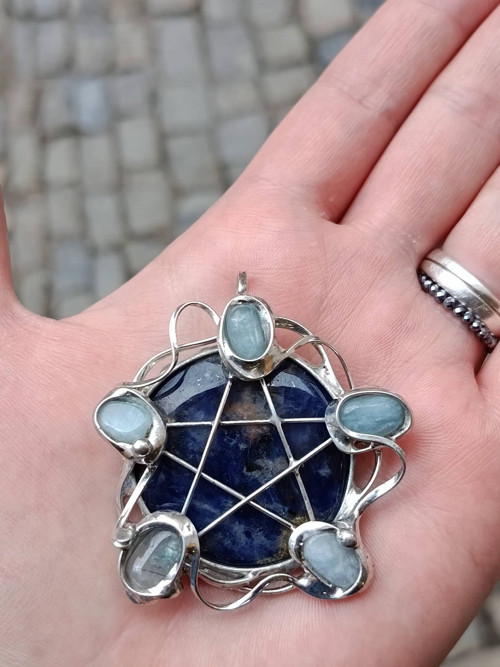 Pentagram lapis lazuli a akvamarín — foto 2