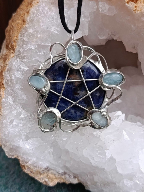 Pentagram lapis lazuli a akvamarín — foto 5