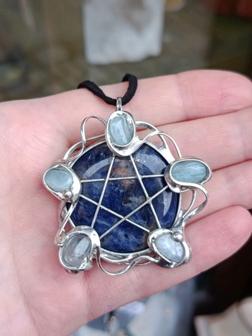 Pentagram lapis lazuli a akvamarín — foto 4