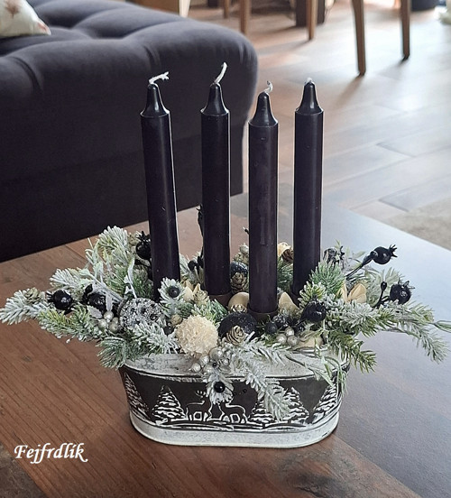 Adventní svícen ,,antracit a sníh,, — foto 5