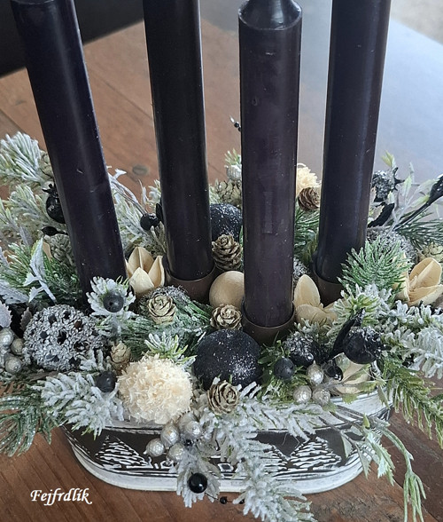 Adventní svícen ,,antracit a sníh,, — foto 2