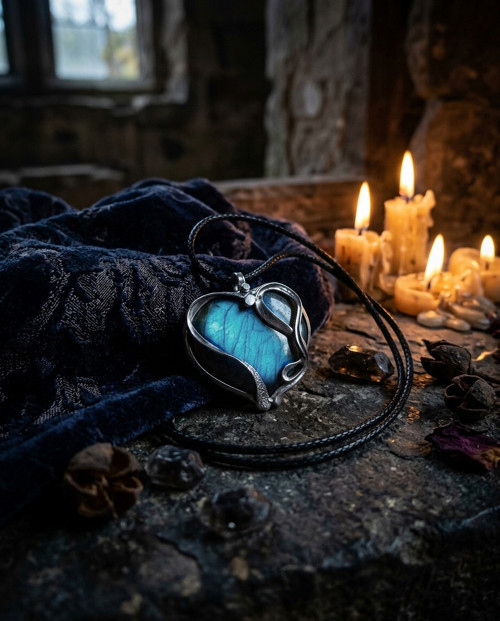 Náhrdelník labradorit...Modré srdce... — foto 3