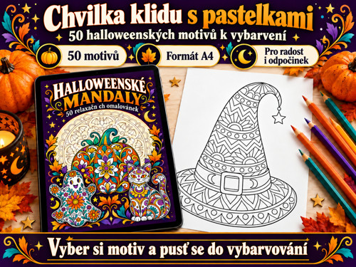 Halloweenské mandaly – 50 omalovánek PDF — foto 2