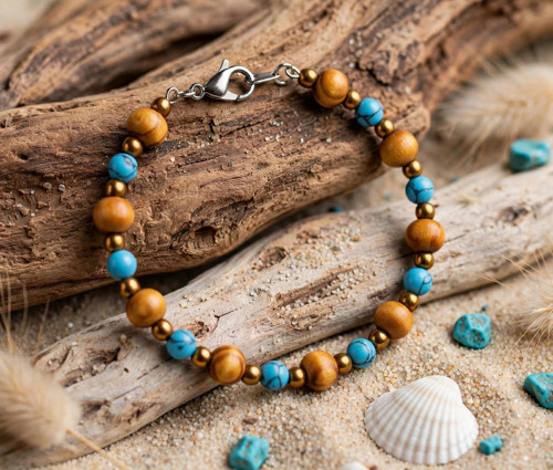 Luxusní BOHO náramek se dřevem — foto 3