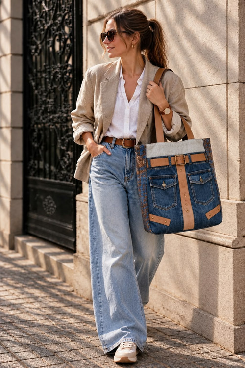 Ántré- Maxi Denimová kabela " Tote Brown " — foto 5