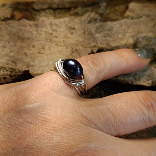 Prsten Černá Perla obvod 54,5mm — foto 3