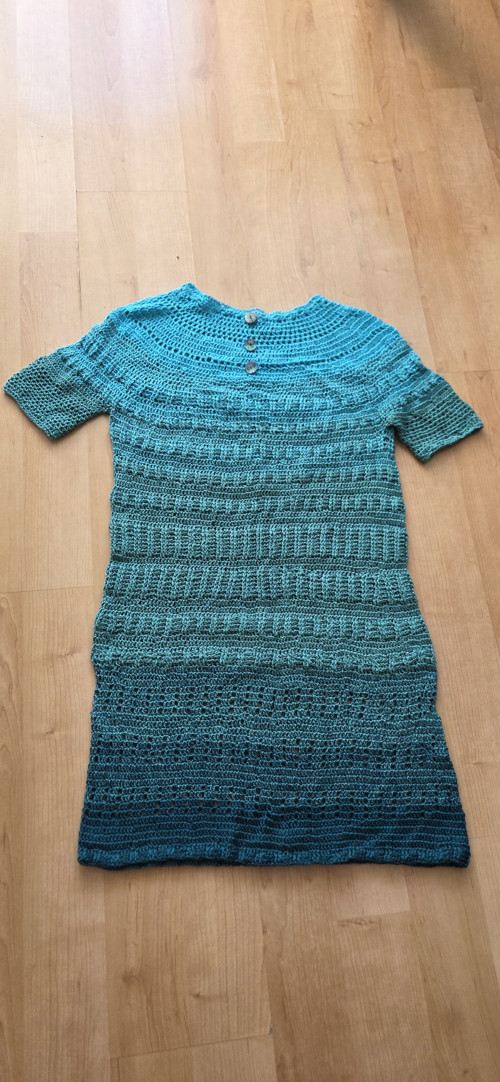 Handmade háčkované šaty / tunika – tyrkysové — foto 2