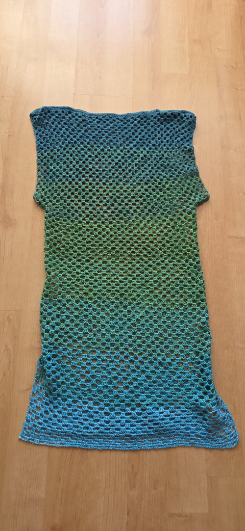 Handmade háčkované šaty – tyrkysovo-zelené ombré — foto 2