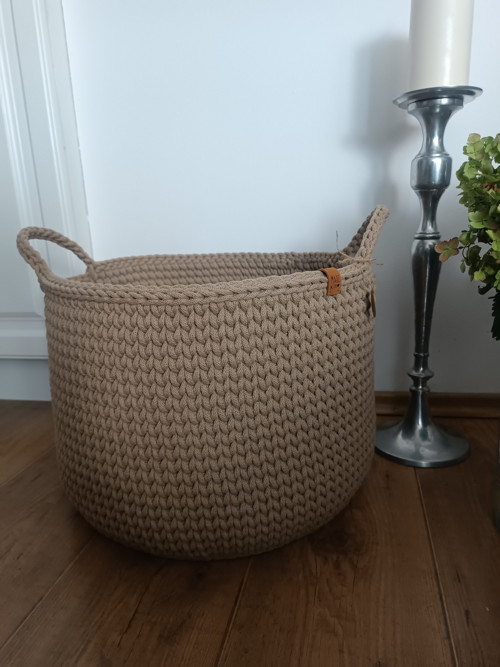 Háčkovaný koš XL - cappuccino — foto 2