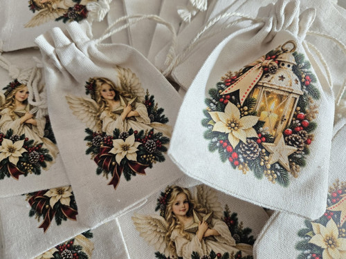 Vánoční lněný pytlíček Anděl & Lucerna — foto 4
