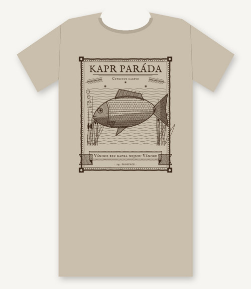 Pánské tričko „Kapr paráda“ (dřevoryt) — foto 2