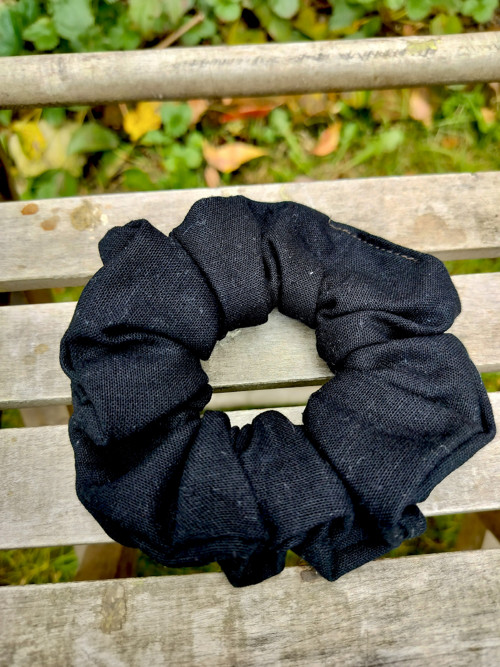 Bavlněná scrunchies gumička - Černá — foto 2