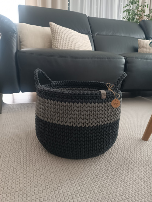 Háčkovaný košík mocca — foto 3