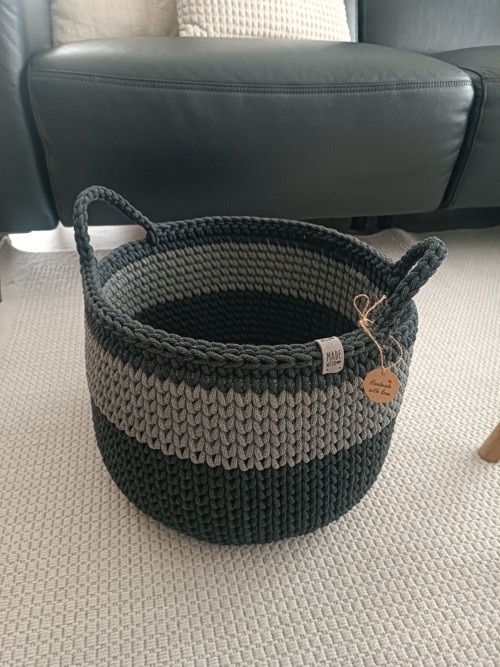 Háčkovaný košík mocca — foto 4