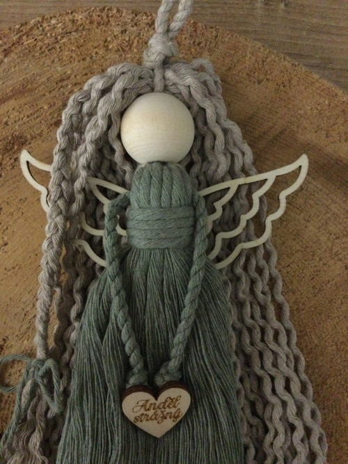 Macrame andělka v boho stylu - srdce ANDĚL STRÁŽNÝ — foto 2