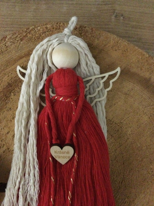 Macrame andělka v boho stylu - srdce KRÁSNÉ VÁNOCE — foto 2