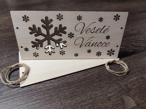 Dřevěná obálka na peníze / voucher - vločka — foto 2