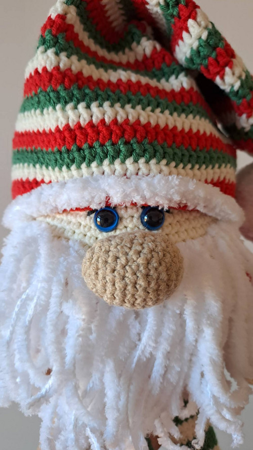 Háčkovaný Vánoční skřítek červený/zelený — foto 3