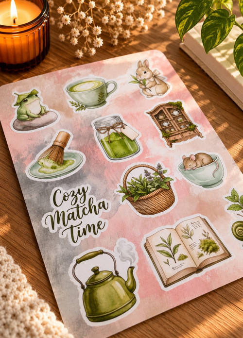 Samolepky do diáře a plánovače - Cozy Matcha — foto 2