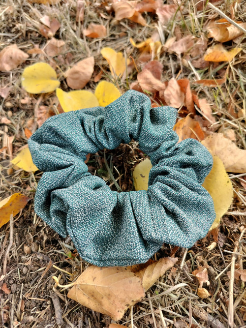 Bavlněná scrunchies gumička - zelená — foto 2