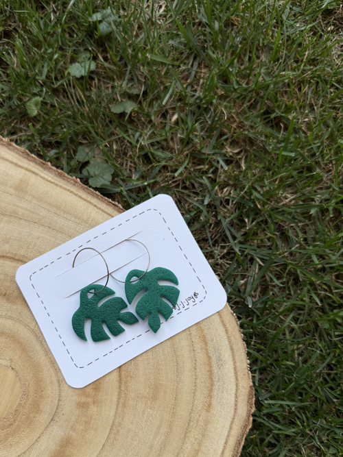 Náušnice kruhy - monstera — foto 4