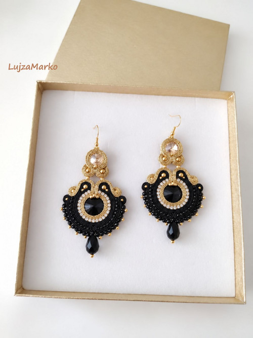 Leandra soutache / sutaš náušnice — foto 6