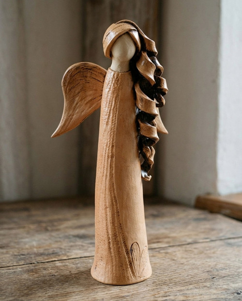 Velký keramický anděl hnědý 40 cm — foto 2