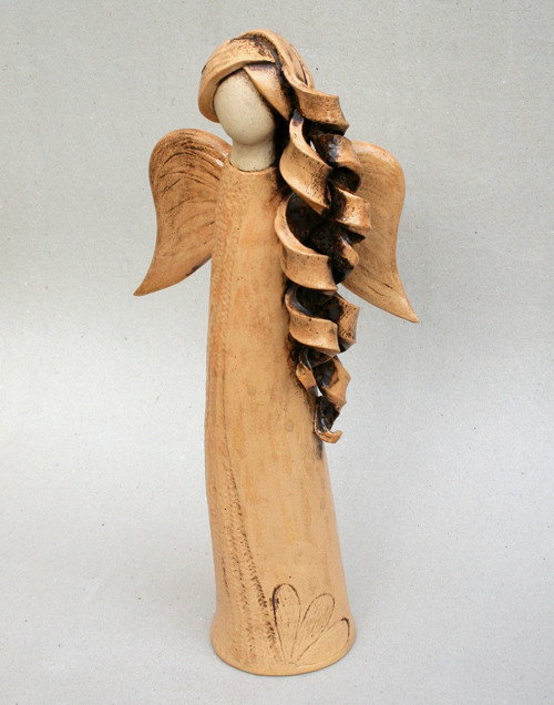 Velký keramický anděl hnědý 40 cm — foto 4